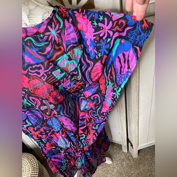 Positive Australia Colorful Swim Cover Up One Size Floral Fish Print - Picture 4 of 4